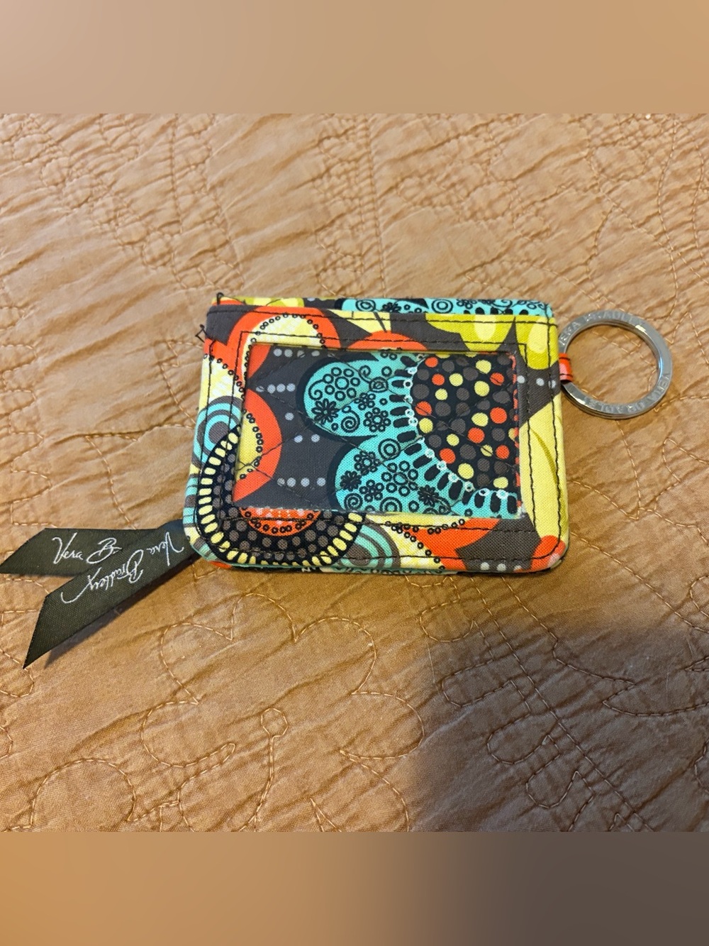 Vera Bradley Yellow Multi Floral Cardholder Key Ring